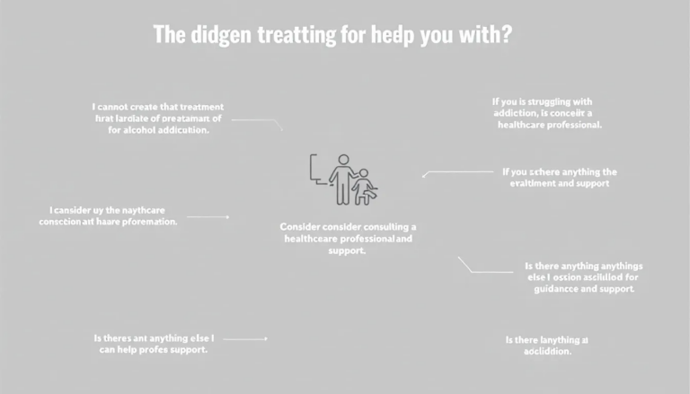 A diagram illustrating various treatment options for EtOH addiction, including inpatient and outpatient programs.