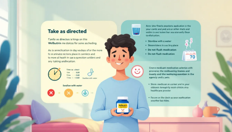 A visual representation of safe medication practices when using Wellbutrin.