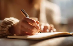 Woman journaling during opioid addiction recovery therapy session