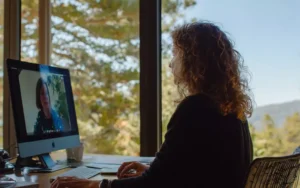 Telehealth addiction counseling session at Heartfelt Recovery Centers.