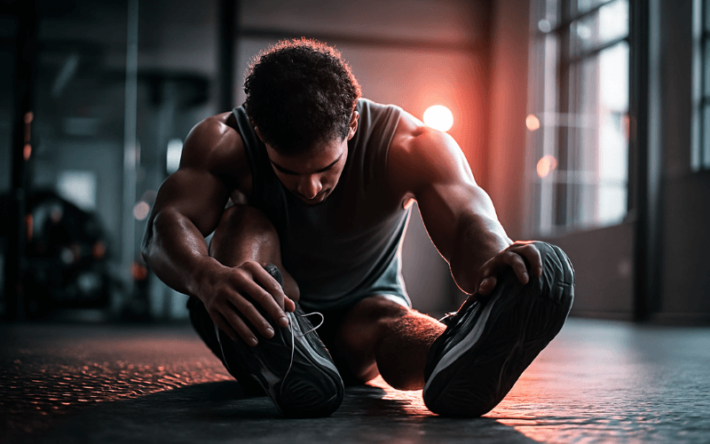 Person stretching their legs during opioid withdrawal