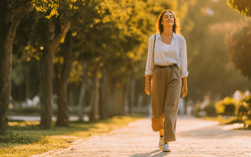 Person in recovery walking forward with confidence and hope