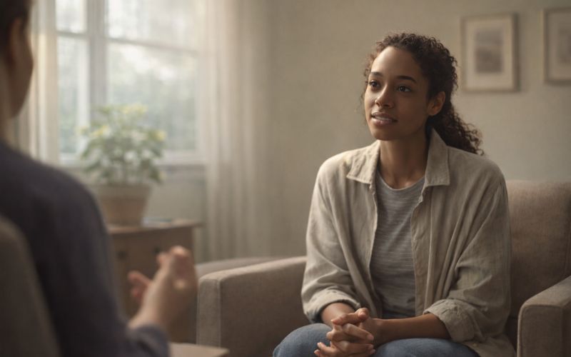 Person choosing therapy instead of self-medication