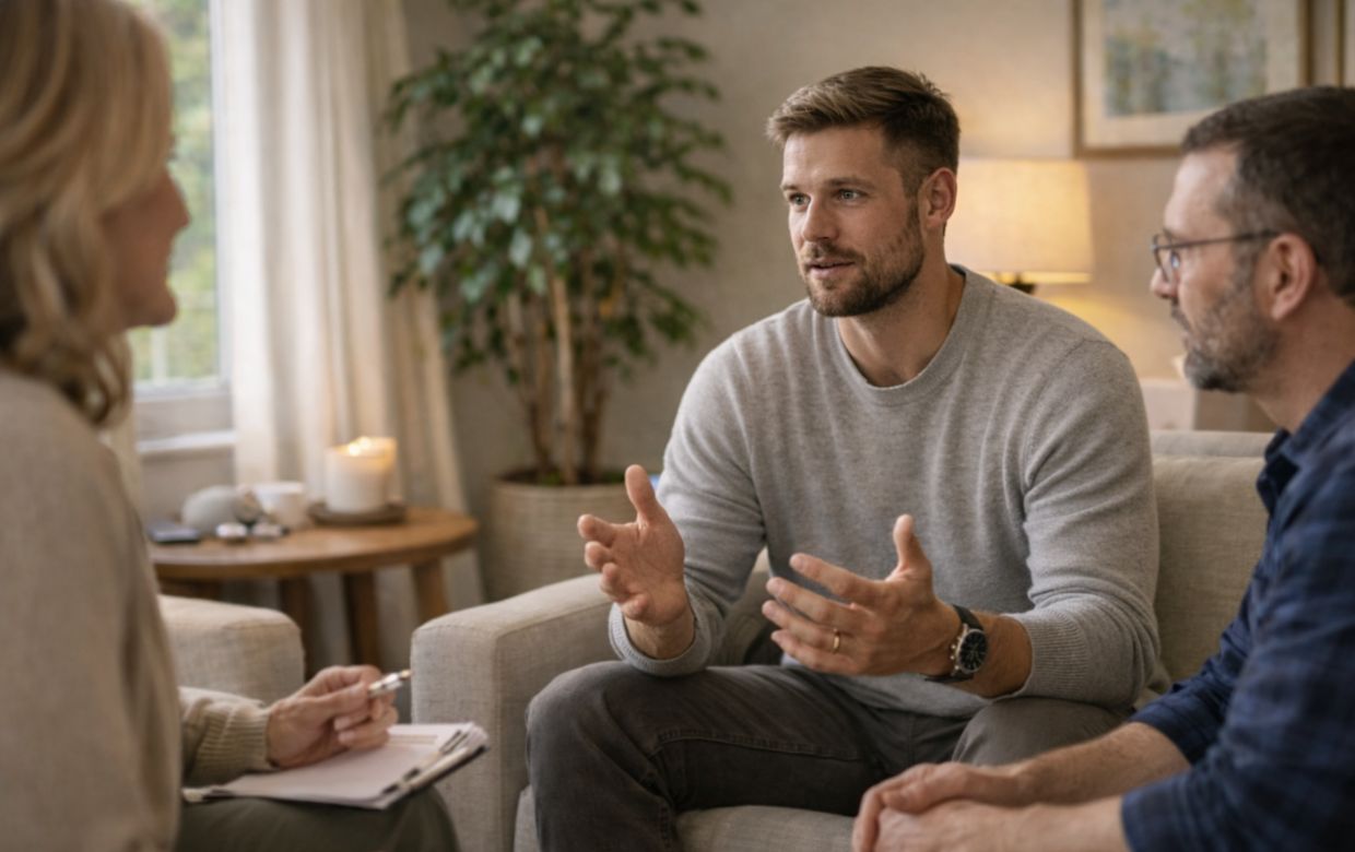 Family therapy session supporting cocaine addiction recovery in New Hampshire