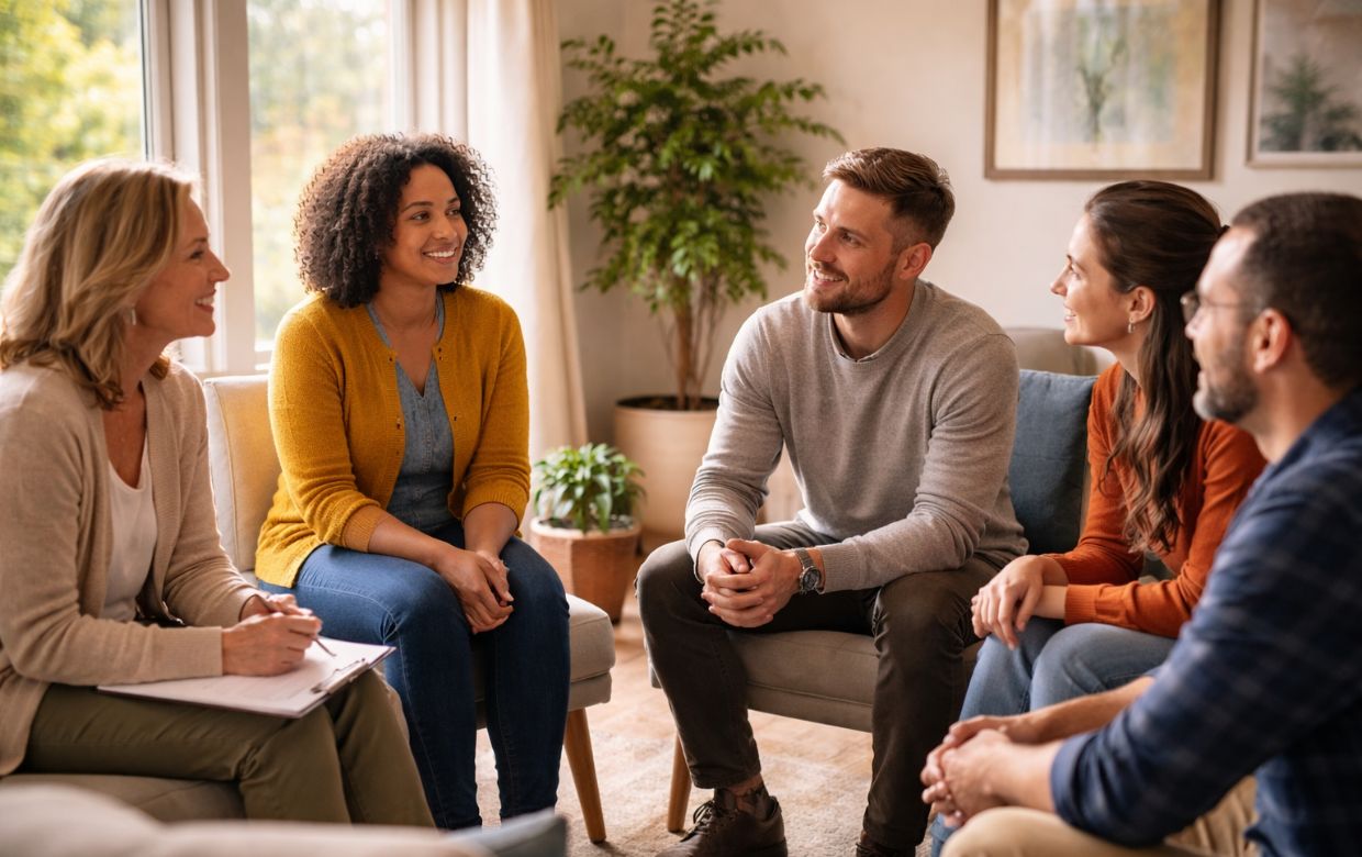 Supportive group therapy session for cocaine addiction recovery in New Hampshire