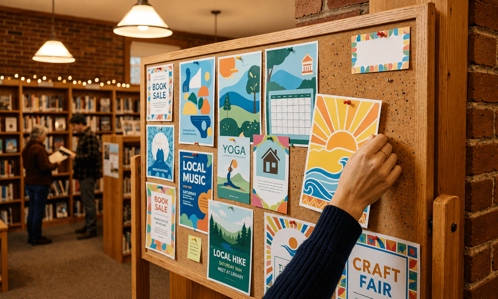 Community bulletin board displaying flyers for local recovery support meetings and events in New Hampshire during September 