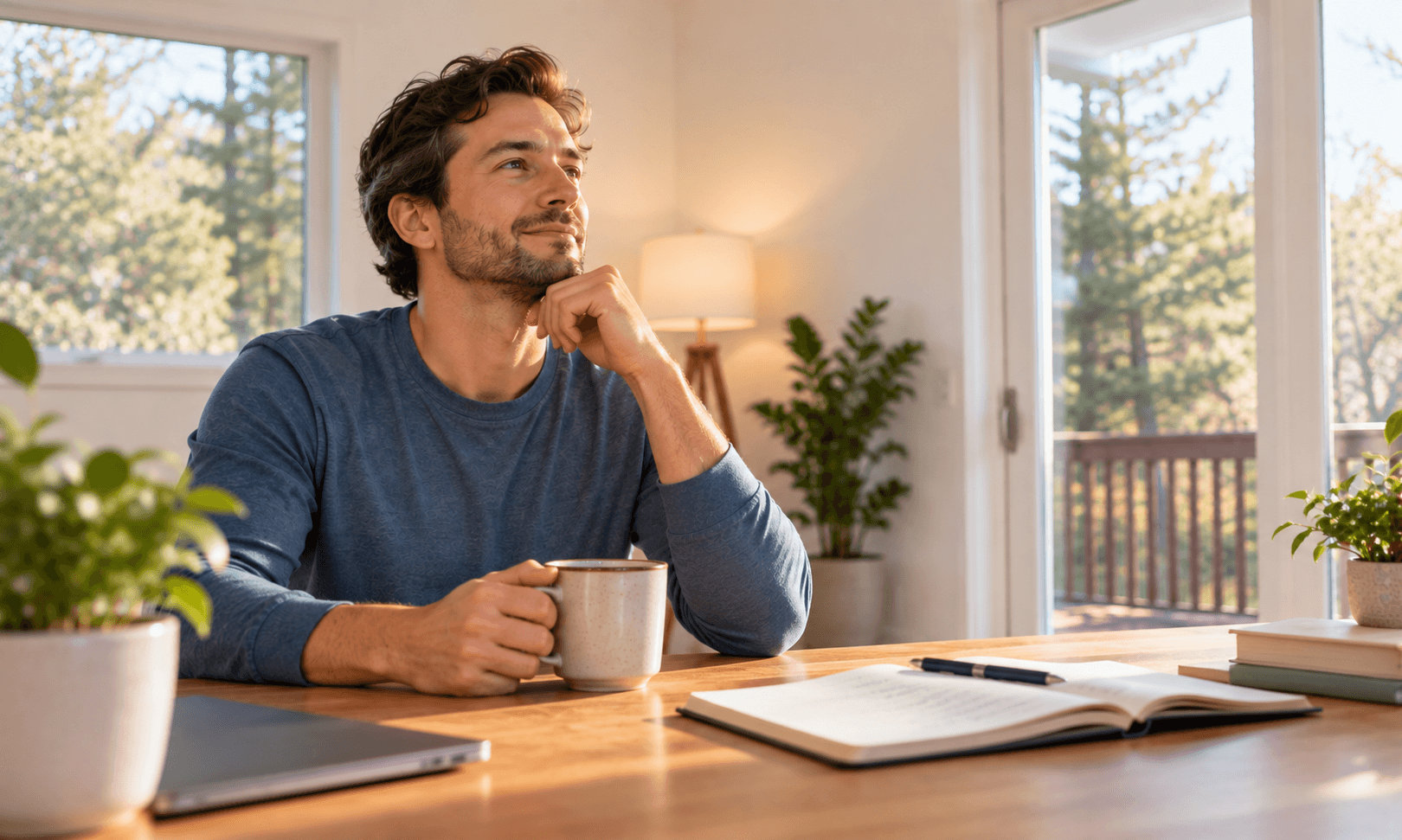 Man practicing mindfulness during recovery planning