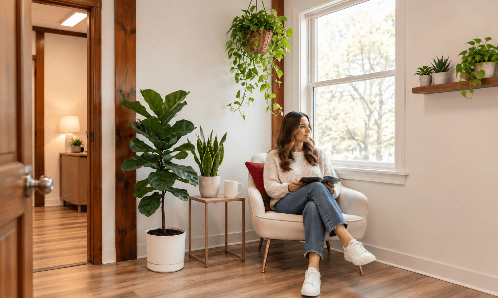Calm waiting area at an outpatient treatment center 